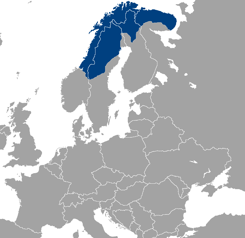 Karte über das Siedlungsgebiet der Samen in Nordeuropa
